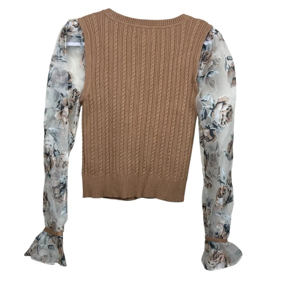 Maeve Anthropologie Mesh Contrast Sleeve Sweater Vest Blouse M Women’s